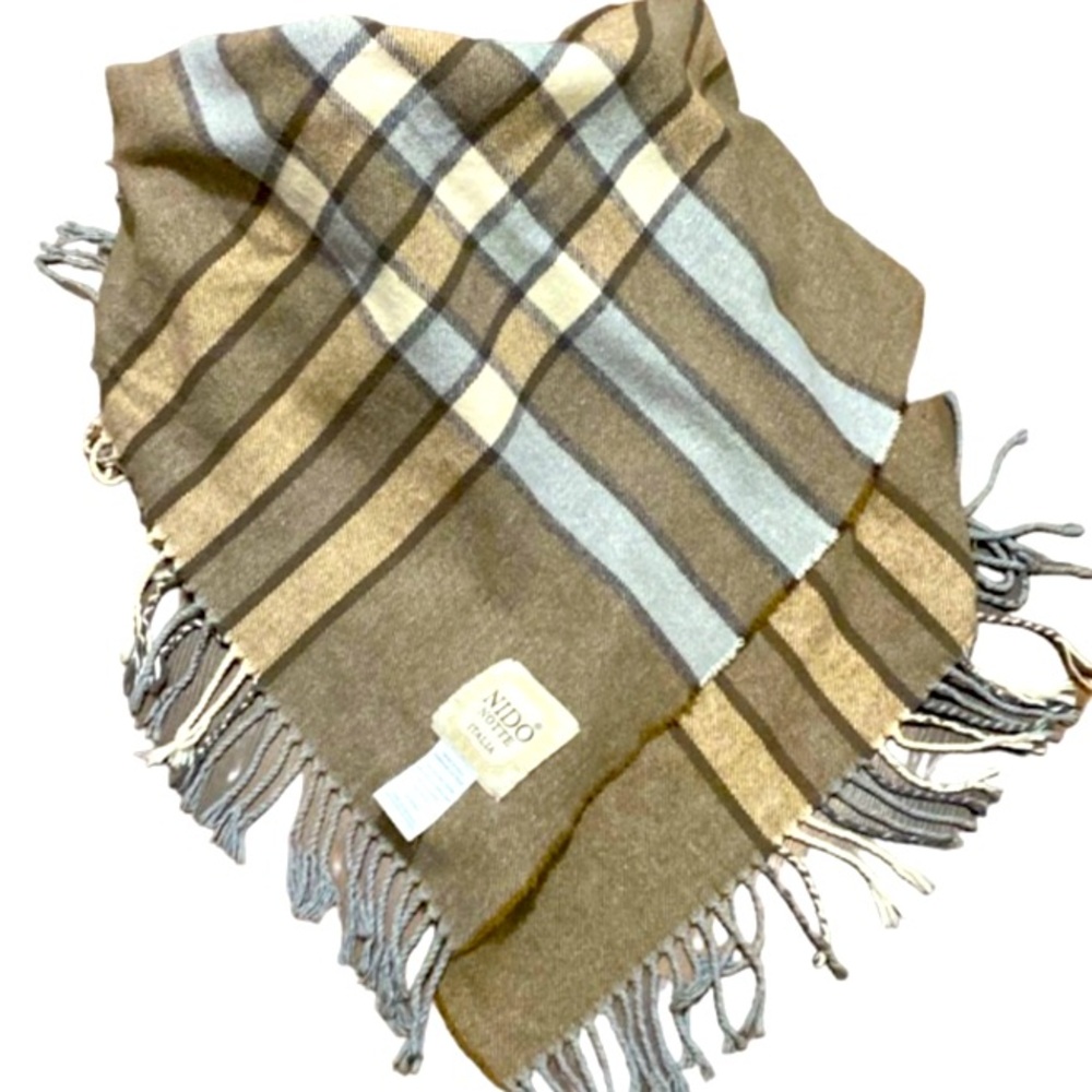 Nido Notte Italian ThrowBlanket Cotton Blend Plaid Check Square Blanket 56’X52’